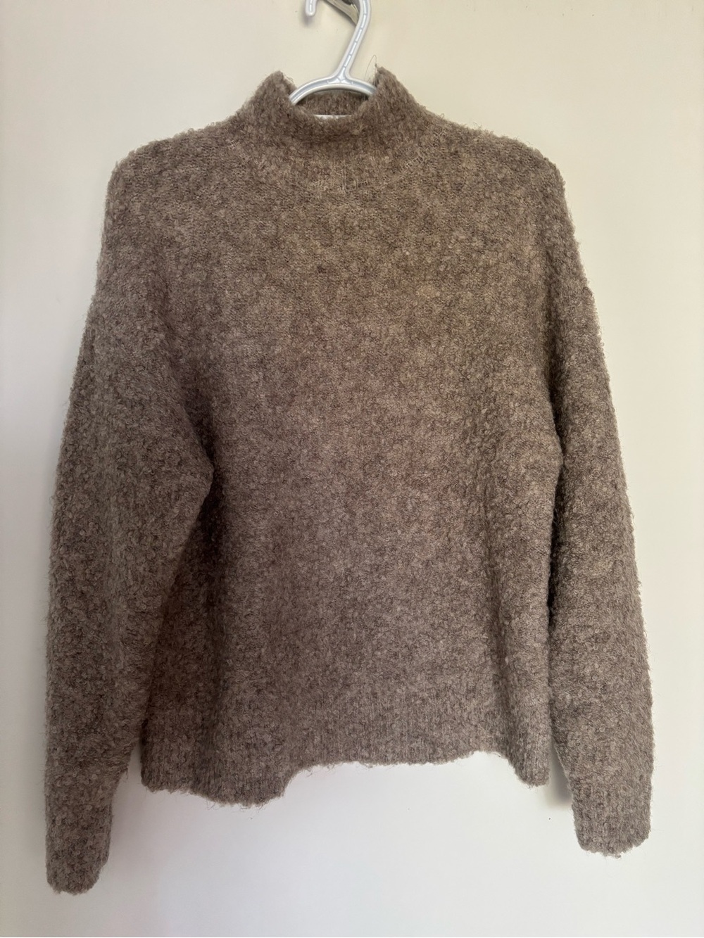 Dynamite Fuzzy Mock Neck Sweater in Taupe-Brown